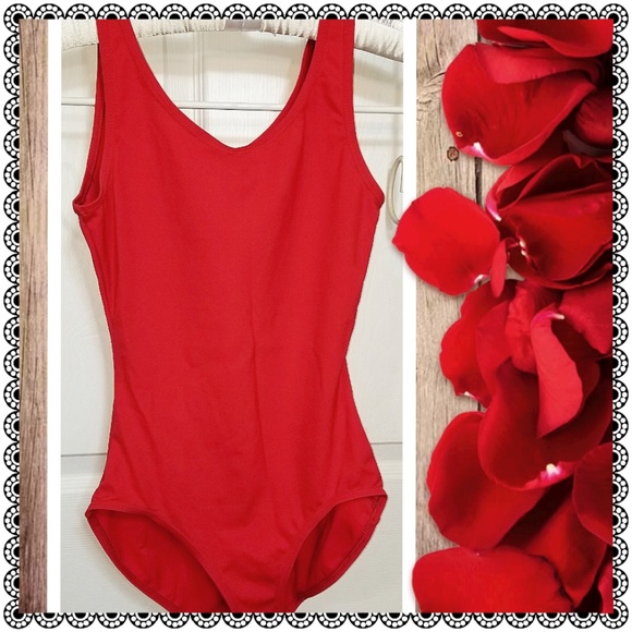 Capezio Other - {Capezio} red v-neck bodysuit/leotard, sz M